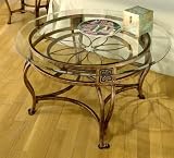 Hillsdale Scottsdale Round Glass Top Coffee Table in Brown Rust Finish
