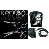Kamisori Professional Hair Shears & Thinners Set Revolver Dragon Collection + Designer Leather Snake Scissor Holster