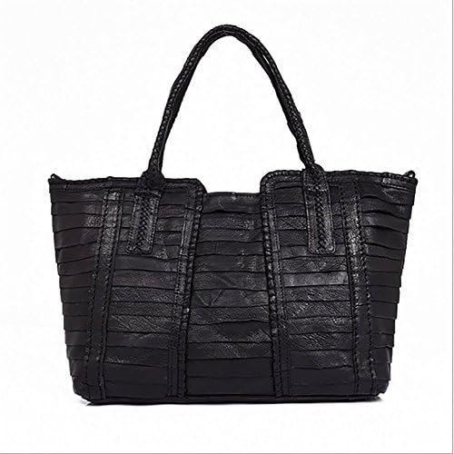 Gmin-High-grade Leather Solid Color Rainbow Portable Shoulder Bag (black)