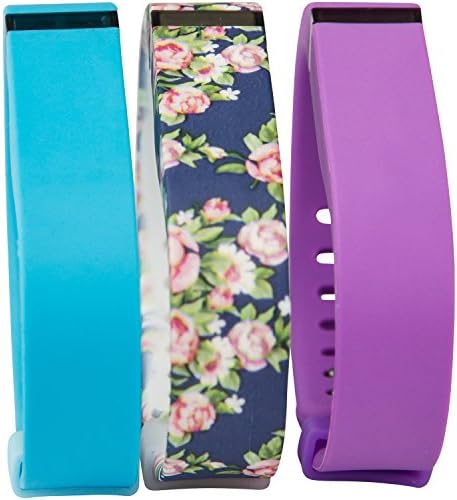 Fitbit Bands - Replacement Wristbands for the Fitbit Flex - Accessory Bracelets with Clasp and Fastener - Small Size, Light Blue, Purple, Floral -3 Pack By Wearable Fitness