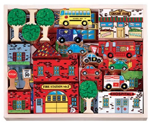 51tFQw2MYyL Deluxe Wooden 53 Piece Town Blocks Set