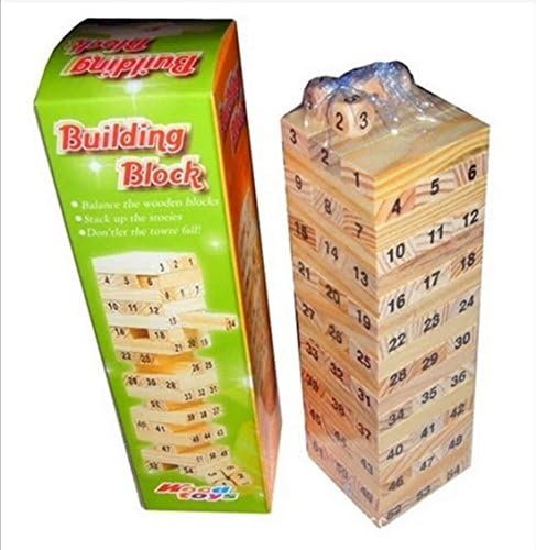 Erockbuy 54Pcs Hardwood Jumbling Tower Drinking Games Block