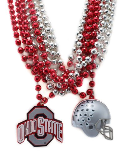 NCAA Ohio State Team Medallion, Mini-Helmet and Mardi-Gras Bead Set