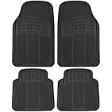 Custom Auto Crews - Heavy Duty 4pc Front & Rear Rubber Mats - All Weather Protection - Universal Car Truck SUV - Black