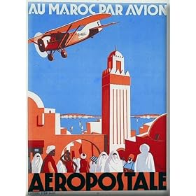 AFFICHE 50X70cm PUBLICITE RETRO AU MAROC PAR AVION AEROPOSTALE