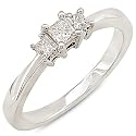 Three Stone Princess Cut Diamond Ring 1/4ctw (IJ/I1) in White Gold - Size 6.5