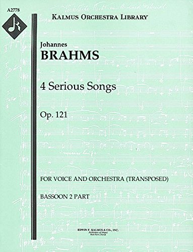 4 Serious Songs, Op.121 (For voice and orchestra (transposed)): Bassoon 2 part (Qty 4) [A2778]