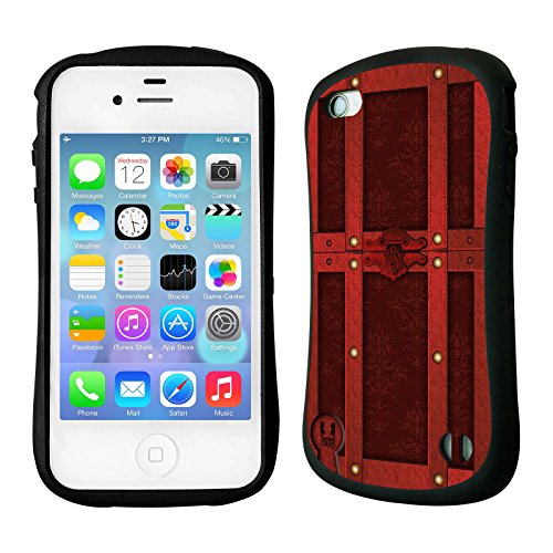 Head Case Designs Ornate Red Treasure Chest Hybrid Gel Back Case for Apple iPhone 4 4S
