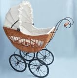 ASHTON DRAKE BROWN WICKER VICTORIAN PRAM