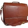 New Visconti unisex chestnut brown soft leather flap over briefcase messenger bag style 658'