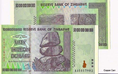 Zimbabwe Fifty Trillion Dollar Bills 100 Pack Currency Lot 2008 AA