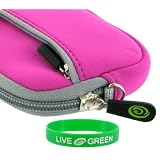 Neoprene Sleeve Case (Magenta) for Creative Labs Vado HD Pocket Video Camcorder, 2nd Gen Black Gloss w/ Maroon Accents