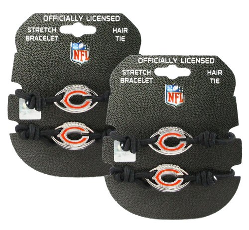 Chicago Bears - NFL Black Stretch Bracelets / Hair Ties (2-Pack)