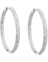 18K White Gold Diamond Hoop Earrings - 1.75 Ct. -- LIFETIME WARRANTY