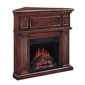 Mahogany Electric Corner Fireplace Mantel with Wireless Remote