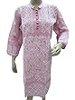 Cotton Kurta Pink White Chikan Embroidered Dress Tunic Medium