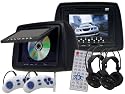 New Tan Headrest Pair 7" LCD Monitors and Region Free DVD Players USB SD Package & 2 Pair Wireless Dual Channel Headphones, 2 Wireless Game Controllers with 32 Bit Game Disks and FM Transmitters! Wireless Game Car Package