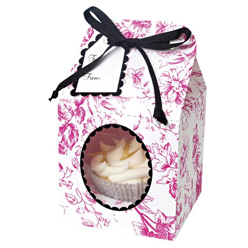 Meri Meri Pink Toile Small Cupcake Box, 4-Pack