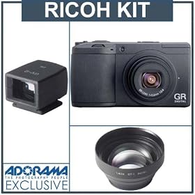 Ricoh GR Digital II Deluxe Kit with GT-1 40mm Wide Conversion Lens & GV-2 Mini External Viewfinder & GH-1 Hood / Adapter