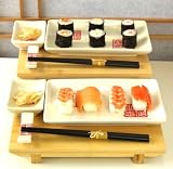 Sushi set white with red calligraphy seal for two