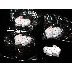 BUNNY RABBIT WILD HARE ANIMAL ART WOOD MACRAME CRAFT JEWELRY BEADS - 10 piece pack / Great for Woodcraft Decoration, Beading, School Teacher Classroom Bead and Clay Projects, Home and Kitchen Art, Fashion Accessories and more