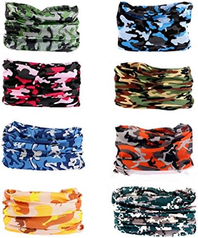 Coolive 16-in-1 Assorted Multifunctional Style Yoga Sports Fashion Travel Colors Headband Seamless Uv Buff Solid Moisture Wicking Bandana(style 14 (8 pcs))