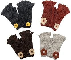 Handmade Pure Alpaca Natural Fiber Gloves - Knitted Entirerely By Hand (Womens/teens)