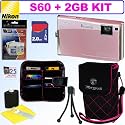 Nikon Coolpix S60 10MP Digital Camera (Champagne Pink) + 2GB Accessory Kit