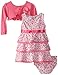 Nannette Girls' Baby-Infant Printed Ponte Knit Dress with Mock Shrug and Panty