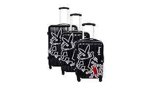 Keith Haring Set de 3 trolleys rígidos (Negro)