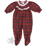 Laura Dare Red Plaid Holiday Footed Sleeper Pajamas for Baby Girls