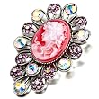 July Birthstone Flower Red Beauty Cameo Brooches And Pins Vintage