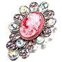 July Birthstone Flower Red Beauty Cameo Brooches And Pins Vintage