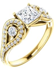 10K Yellow Gold Princess Cut Diamond Ring -- LIFETIME WARRANTY