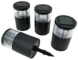 Set Of 4 Black LED Solar Garden Pathway Lights