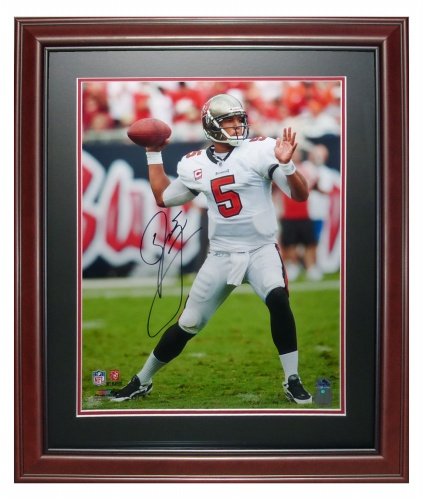 Josh Freeman Autographed Tampa Bay Buccaneers (White Jersey) Deluxe Framed 16x20 Photo