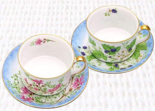 Cover image : なでしこ/木いちご ペアカフェオレ カップ&ソーサー 白磁 MA-190304-63