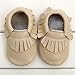 Sunward Baby Tassel Soft Sole Cow Leather Shoes Infant Boy Girl Toddler Moccasin (S, Beige)
