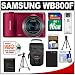 Samsung WB800F Smart Wi-Fi Digital Camera (Red) with 16GB Card + Battery + Case + Tripod + Accessory Kit