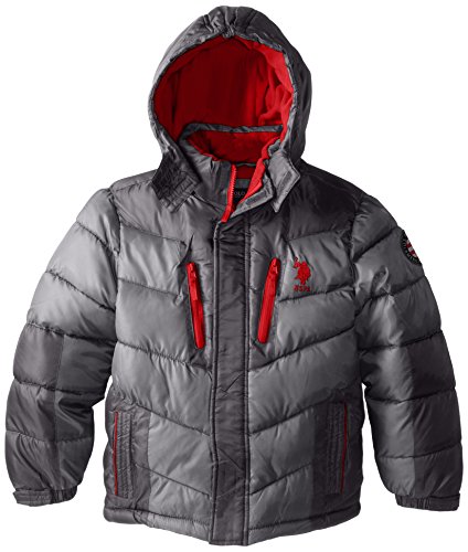 U.S. Polo Association Big Boys' Color Block Hooded Puffer Jacket