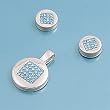 Sterling Silver Pendant and Earrings Set - Aquamarine CZ