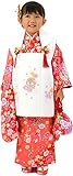 七五三 着物　三歳　着物セット 3歳用刺繍被布７点セット 赤地 手鞠にバラとリボン【被布／純白に手鞠と桜の刺繍】