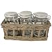 Set of 3 Glass Condiment Jars in Driftwood Basket
