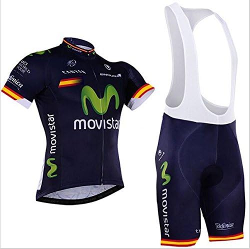 2016 Summer Movistar Mens Cycling Jerseys Short Sleeve Ciclismo Maillot Bike Jersey Bicycle Racing Cycling Clothing Wears Shirt Black 275 (Bib Shorts Set, M)