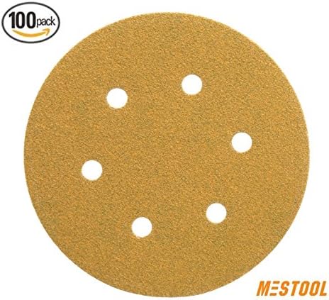 Mestool 66-AP Gold 6-Inch 6-Hole 60 Grit Dustless Hook&amp;Loop Discs 100-pack (60)