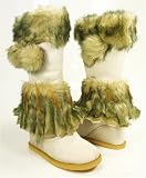 Eskimo Mukluks Feathers Furry Pom-Poms Vegan Boots