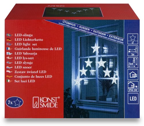 Konstsmide 1243-203 LED Sternenvorhang (7er-Set, 35 kalt wei&szlig;e Dioden, 24V Au&szlig;entrafo, 1.0 Preisvergleich