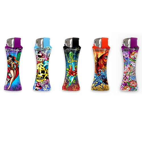 5-PACK ED HARDY REFILLABLE TATTOO BUTANE LIGHTER DESIGN D