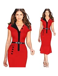 V-neck Mermaid Polyester Belted  Dress