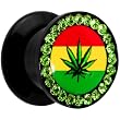 00 Gauge Rasta Pot Leaf Acrylic Stash Plug